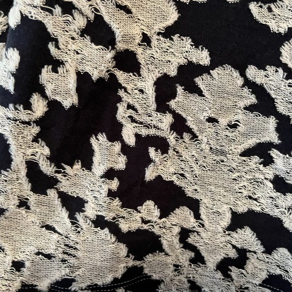 NWOT! Loft 100% Cotton Long Sleeve T-Shirt - Navy and White Jacquard - Size M - Picture 2 of 5